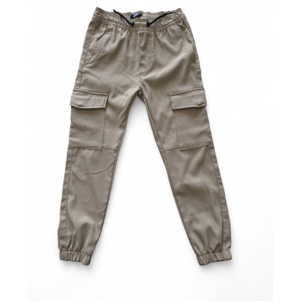 Public Supply NYC Kid’s Cargo Jogger Pants Khaki Tan Elastic Waist Size 8
